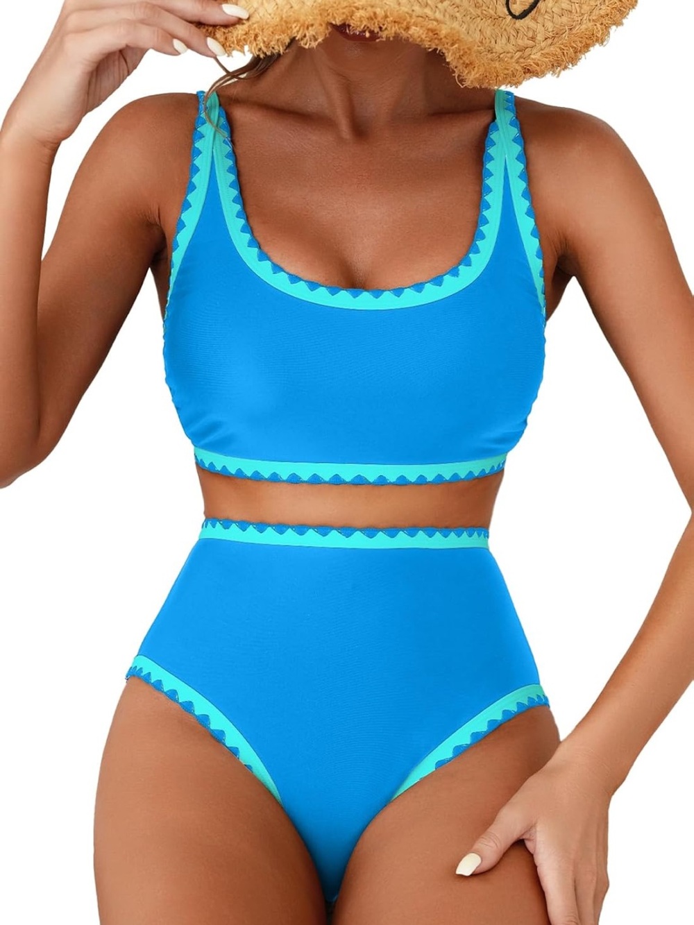 Bikini Whip Stitch Floral Swimsuit High Waisted XS. 2624/bb15-1